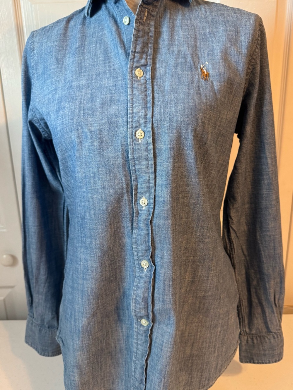 Polo by Ralph Lauren Women’s Chambray Blue Slim Fit Long Sleeve